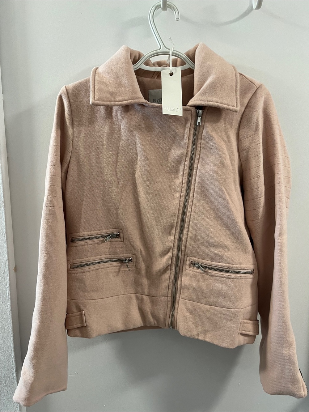 Piperlime Blush Zip-Front Moto Jacket
